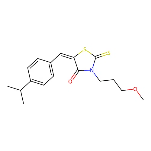 (E)-5-(4-isopropylbenzylidene)-3-(3-methoxypropyl)-2-thioxothiazolidin-4-one structure