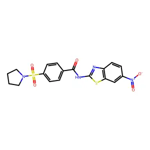 N-(6-nitrobenzo[d]thiazol-2-yl)-4-(pyrrolidin-1-ylsulfonyl)benzamide structure