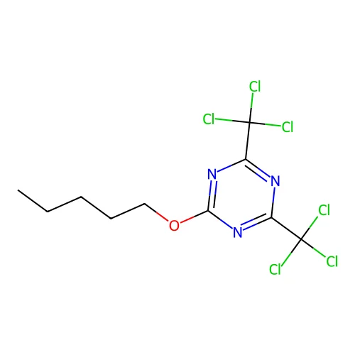 2-Pentoxy-4,6-bis(trichloromethyl)-1,3,5-triazine structure