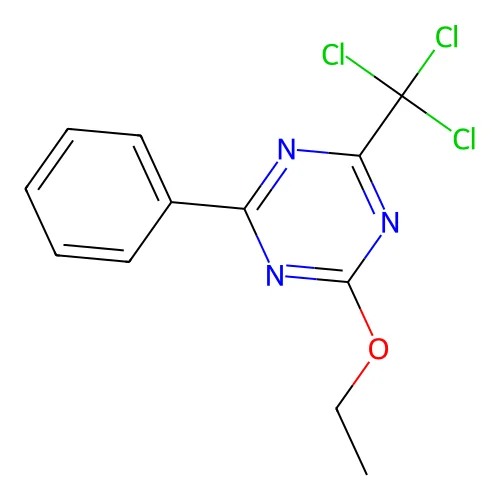 2-Ethoxy-4-phenyl-6-(trichloromethyl)-1,3,5-triazine structure