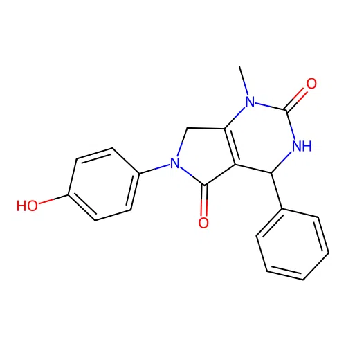 6-(4-hydroxyphenyl)-1-methyl-4-phenyl-3,4,6,7-tetrahydro-1H-pyrrolo[3,4-d]pyrimidine-2,5-dione structure