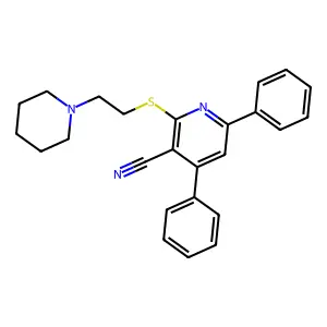 4,6-Diphenyl-2-(2-piperidin-1-ylethylsulfanyl)pyridine-3-carbonitrile structure