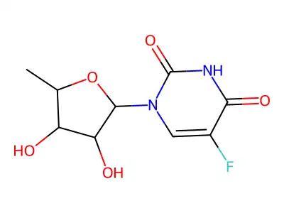1-(3,4-Dihydroxy-5-methyl-2-oxolanyl)-5-fluoropyrimidine-2,4-dione structure