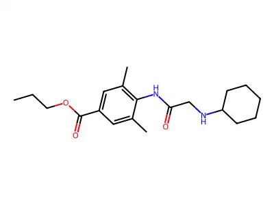 Benzoic acid, 4-(2-(cyclohexylamino)acetamido)-3,5-dimethyl-, propyl ester structure