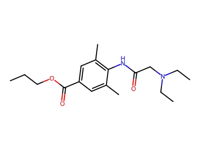 Benzoic acid, 4-(2-(diethylamino)acetamido)-3,5-dimethyl-, propyl ester structure