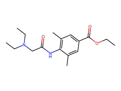 Benzoic acid, 4-(2-(diethylamino)acetamido)-3,5-dimethyl-, ethyl ester structure