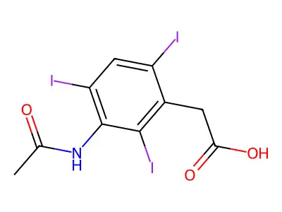 Acetic acid, (3-acetamido-2,4,6-triiodophenyl)- structure