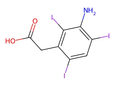 Acetic acid, (3-amino-2,4,6-triiodophenyl)- structure