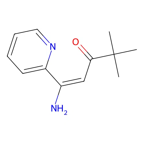 (E)-1-amino-4,4-dimethyl-1-(pyridin-2-yl)pent-1-en-3-one structure