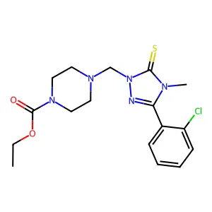 ethyl 4-{[3-(2-chlorophenyl)-4-methyl-5-thioxo-4,5-dihydro-1H-1,2,4-triazol-1-yl]methyl}piperazine-1-carboxylate structure