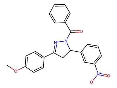 (3-(4-methoxyphenyl)-5-(3-nitrophenyl)-4,5-dihydro-1H-pyrazol-1-yl)(phenyl)methanone structure