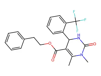2-phenylethyl 1,6-dimethyl-2-oxo-4-[2-(trifluoromethyl)phenyl]-1,2,3,4-tetrahydropyrimidine-5-carboxylate structure