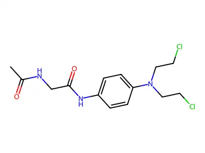 Acetanilide, 2-acetamido-4'-(bis(2-chloroethyl)amino)- structure