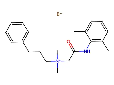 Ammonium, dimethyl(3-phenylpropyl)((2,6-xylylcarbamoyl)methyl)-, bromide structure