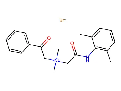 Ammonium, dimethylphenacyl((2,6-xylylcarbamoyl)methyl)-, bromide structure