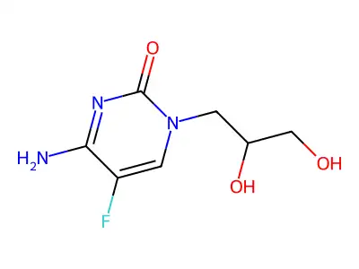 4-amino-1-(2,3-dihydroxypropyl)-5-fluoropyrimidin-2(1H)-one structure