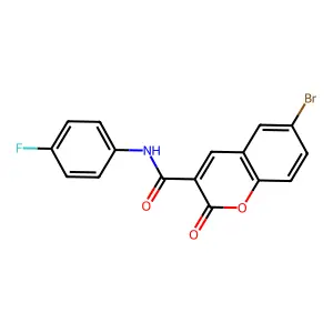6-bromo-N-(4-fluorophenyl)-2-oxo-2H-chromene-3-carboxamide structure