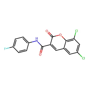 6,8-dichloro-N-(4-fluorophenyl)-2-oxo-2H-chromene-3-carboxamide structure