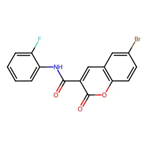 6-bromo-N-(2-fluorophenyl)-2-oxo-2H-chromene-3-carboxamide structure