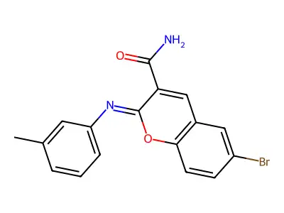 (2Z)-6-bromo-2-[(3-methylphenyl)imino]-2H-chromene-3-carboxamide structure