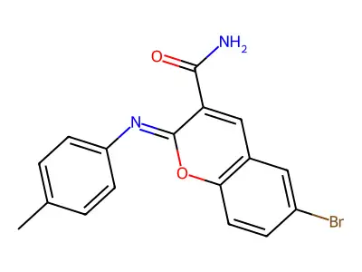 (2Z)-6-bromo-2-[(4-methylphenyl)imino]-2H-chromene-3-carboxamide structure