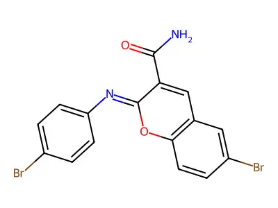(2Z)-6-bromo-2-[(4-bromophenyl)imino]-2H-chromene-3-carboxamide structure