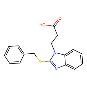 3-[2-(benzylsulfanyl)-1H-benzimidazol-1-yl]propanoic acid structure