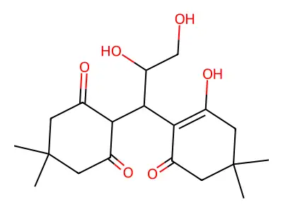 2-[2,3-dihydroxy-1-(2-hydroxy-4,4-dimethyl-6-oxo-1-cyclohexen-1-yl)propyl]-5,5-dimethyl-1,3-cyclohexanedione structure