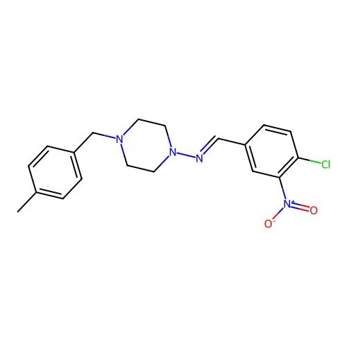 N-[(E)-(4-chloro-3-nitrophenyl)methylidene]-4-(4-methylbenzyl)-1-piperazinamine structure
