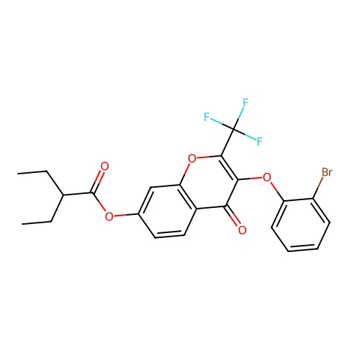 3-(2-bromophenoxy)-4-oxo-2-(trifluoromethyl)-4H-chromen-7-yl 2-ethylbutanoate structure