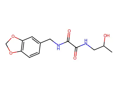 N-(1,3-benzodioxol-5-ylmethyl)-N'-(2-hydroxypropyl)oxamide structure