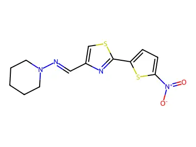 1-Piperidinamine,N-[[2-(5-nitro-2-thienyl)-4-thiazolyl]methylene]- structure