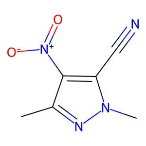 1,3-dimethyl-4-nitro-1H-pyrazole-5-carbonitrile structure