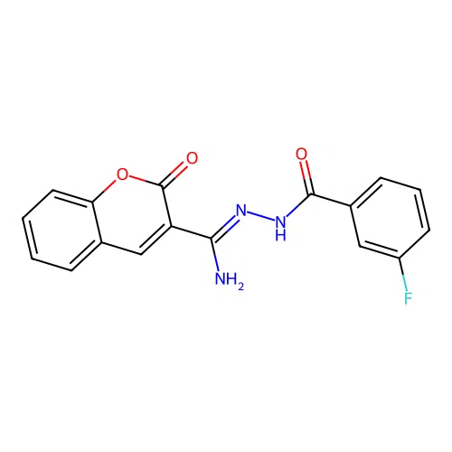 N'-[(Z)-amino(2-oxo-2H-chromen-3-yl)methylidene]-3-fluorobenzohydrazide structure