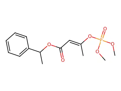 2-Butenoic acid, 3-((dimethoxyphosphinyl)oxy)-, 1-phenylethyl ester (9CI) structure
