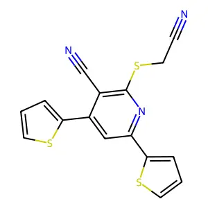 2-[(Cyanomethyl)sulfanyl]-4,6-di(2-thienyl)nicotinonitrile structure
