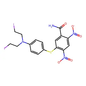 Benzamide, 5-((p-(bis(2-iodoethyl)amino)phenyl)thio)-2,4-dinitro- structure