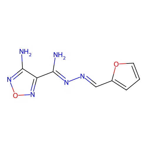 4-amino-N'-[(E)-furan-2-ylmethylideneamino]-1,2,5-oxadiazole-3-carboximidamide structure