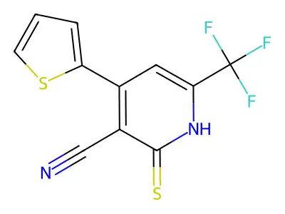 2-Mercapto-4-(2-thienyl)-6-(trifluoromethyl)nicotinonitrile structure