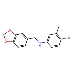 N-(1,3-benzodioxol-5-ylmethyl)-4-bromo-3-methylaniline structure