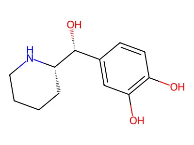 4-[(S)-hydroxy-[(2R)-piperidin-2-yl]methyl]benzene-1,2-diol structure