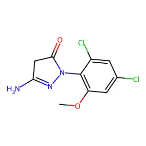 5-amino-2-(2,4-dichloro-6-methoxyphenyl)-2,4-dihydro-3H-pyrazol-3-one structure