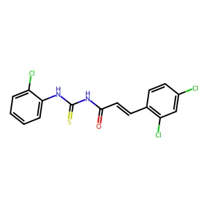 (E)-N-[(2-chlorophenyl)carbamothioyl]-3-(2,4-dichlorophenyl)prop-2-enamide structure