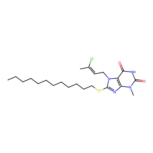 7-(3-Chloro-but-2-enyl)-8-dodecylsulfanyl-3-methyl-3,7-dihydro-purine-2,6-dione structure