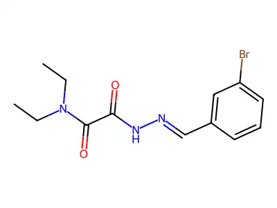 N-[(E)-(3-bromophenyl)methylideneamino]-N',N'-diethyloxamide structure