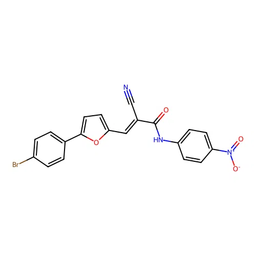 (2E)-3-[5-(4-bromophenyl)furan-2-yl]-2-cyano-N-(4-nitrophenyl)prop-2-enamide structure