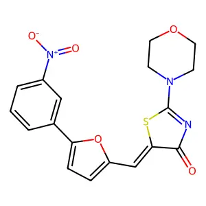 (5E)-2-(morpholin-4-yl)-5-{[5-(3-nitrophenyl)furan-2-yl]methylidene}-1,3-thiazol-4(5H)-one structure