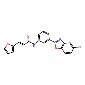 (E)-N-[3-(5-chloro-1,3-benzoxazol-2-yl)phenyl]-3-(furan-2-yl)prop-2-enamide structure