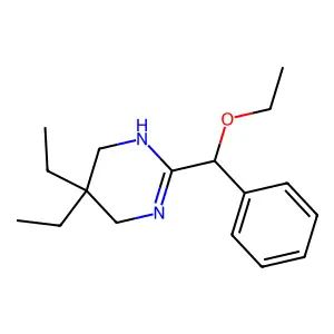 3,4,5,6-Tetrahydro-5,5-diethyl-2-(alpha-ethoxybenzyl)pyrimidine structure