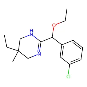 Pyrimidine, 3,4,5,6-tetrahydro-2-(3-chloro-alpha-ethoxybenzyl)-5-ethyl-5-methyl- structure